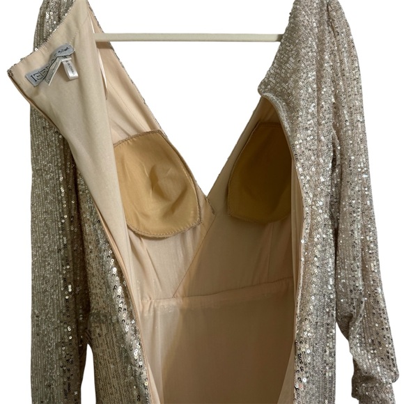 IEENA Mac Duggal $395 Dress Womens Size 14 Sleeve Sequin Wrap V Neck Gown 26395 - Picture 6 of 13